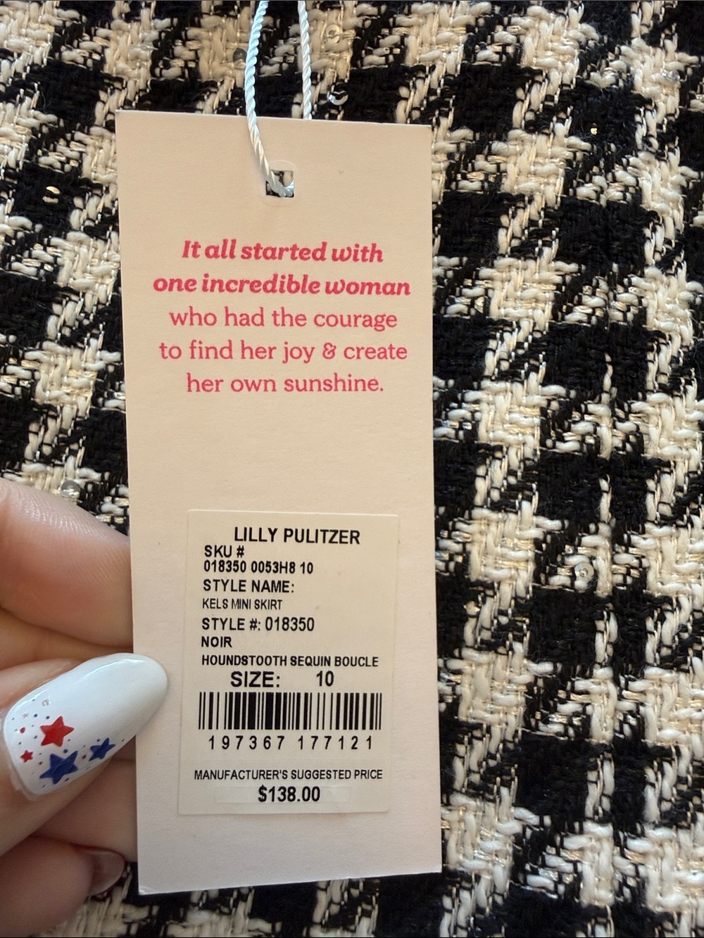 Lilly Pulitzer Kels Mini Skirt- Houndstooth Sequin Boucle - Picture 2 of 3
